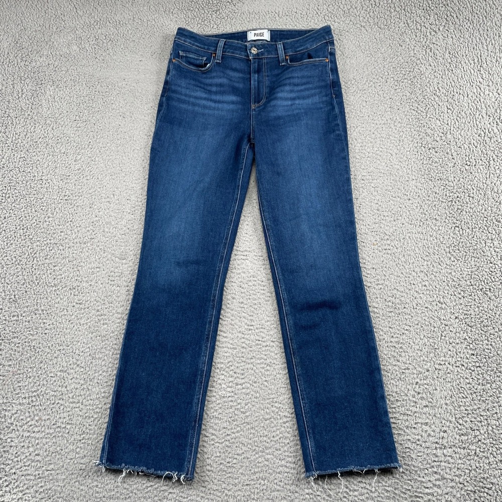 PAIGE Jeans Womens 29 Blue Cindy Straight Raw Hem Stretch Denim High Rise